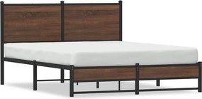 vidaXL barna tölgy színű fém ágykeret matrac nélkül 140 x 190 cm