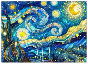 Kép – Csillagos éjszaka mozaikja (70x50 cm)