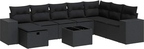 vidaXL 9 részes fekete polyrattan kerti ülőgarnitúra párnákkal