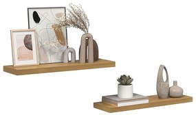 vidaXL Falpolc Falra szerelhető 2 pcs Barna 80 x 23,5 x 4 cm Faanyag