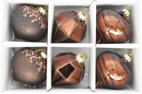 Karácsonyi üveg gömb dísz hagyma gyémánt glitter dekorral barna