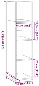 betonszürke szerelt fa magasszekrény 30 x 41 x 124 cm