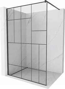 Mexen Kioto zuhanyparaván 90x200 cm 8 mm, fekete profil, üveg fekete minta 2, 800-090-101-70-78