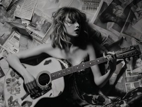 Poszter 80x60cm Fiatal gitárosnő