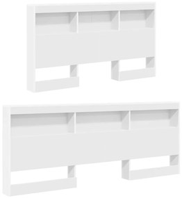 Tároló fejtámla polcokkal fejtámlával Fehér 135 cm Faanyag