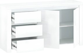 Komód 2D3S, fehér fényes, LINDY