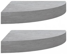 2 db betonszürke MDF fali sarokpolc 25 x 25 x 3,8 cm