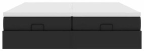 Ottomán ágykeret matracokkal Fekete 180x200cm műbőr