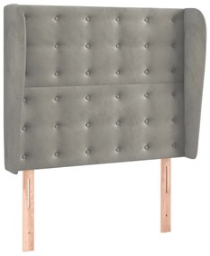 világosszürke bársony fejtámla szárnyakkal103 x 23 x 118/128 cm