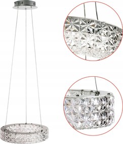 Kristály Led Függőlámpa Glamour 40 cm Króm Tükör Nappaliba Étkezőbe