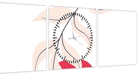 Kép - Rózsaszín virágos absztrakció N⁰2 (órával) (90x30 cm)