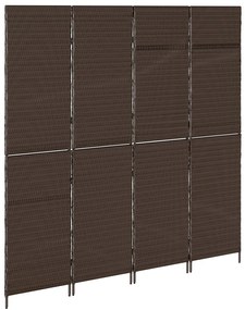 Szobai Elválasztó 4 Paneles Összecsukható Barna 195x180 cm Poli Rattan