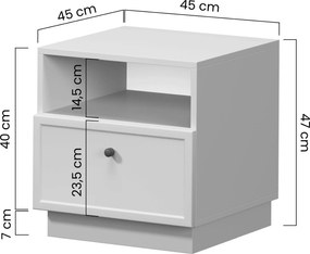 Lorini éjjeliszekrény fiókkal 45 cm - kasmír / arany T-bar fogantyú