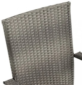 6 db szürke rakásolható polyrattan kültéri szék