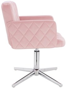 HR802CROSS Púder Rózsaszín Modern Velúr Szék Krómozott lábbal