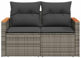 2 személyes szürke polyrattan kerti kanapé párnával