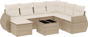 vidaXL 8 részes bézs polyrattan kerti ülőgarnitúra párnával