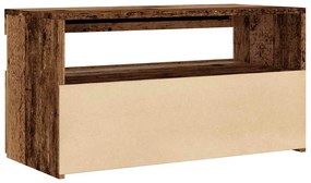 antik fa színű szerelt fa TV-szekrény LED-ekkel 75x35x40 cm