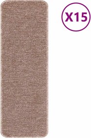 vidaXL Csúszásmentes Lépcsőszőnyegek 15 pcs Világosbarna 60 x 25 cm PP