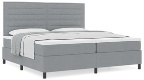Box Spring Ágy Matrac Világosszürke 200x200 cm Szövet
