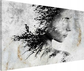 Absztrakt vászonkép nappaliba Nő szürke 80x120cm