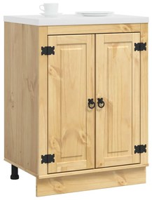 Cabinet polcokkal tárolóval Méz 60 x 46 x 81,5 cm Tömör fenyőfa