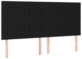 fekete szövet LED-es fejtámla 160x5x118/128 cm