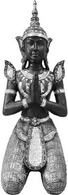 Dekorfigura - Ülő Buddha műanyag ezüst 62x29x34cm