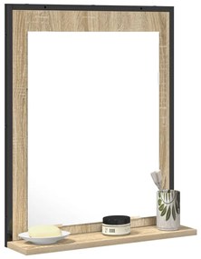 Fürdőszobai Tükör Polccal Sonoma Tölgy 50x12x60 cm Szerelt Fa