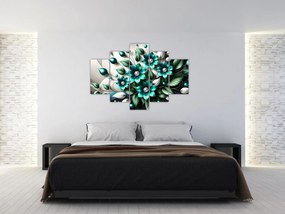 Kép - 3D türkiz virágok (150x105 cm)