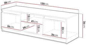 TV szekrény Zekazo (szonoma tölgy + fehér) (fehér LED világítás). 1106285