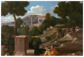 Kép - Nicolas Poussin, Landscape with Saint John on Patmos, reprodukciók (90x60 cm)