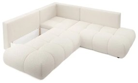 Ágyazható balos L-alakú kárpitozott sarokkanapé ágyneműtartóval ALMADA bézs