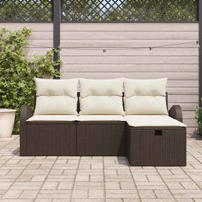 Kerti Kanapé Szett 4 pcs Barna és krémszínű 179 x 117 x 85 cm