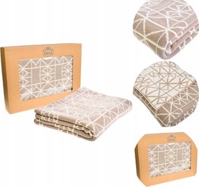 Geometrikus mintás takaró bézs, kétoldalas 125×150 cm 100% pamut