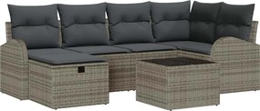 vidaXL Kerti Kanapé Szett párnával tárolóval 7 pcs Szürke Poli rattan