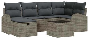 vidaXL Kerti Kanapé Szett párnával tárolóval 7 pcs Szürke Poli rattan