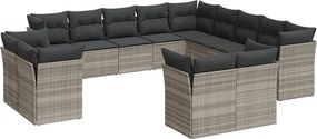 vidaXL 13 részes világosszürke polyrattan kerti ülőgarnitúra párnákkal