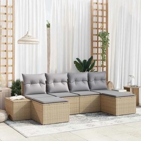 Kerti Kanapé Szett 6 pcs bézs és világosszürke 184 x 62 x 85 cm