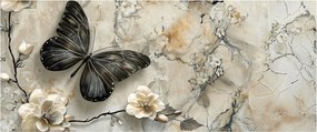 Kép - Márvány háttér pillangókkal (120x50 cm)