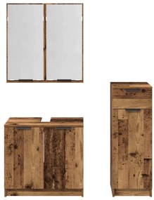 vidaXL Fürdőszoba bútor szett fiókkal ajtóval 3 pcs Öreg fa Faanyag