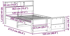 vidaXL Ágykeret fejtámlával Barna 120 x 200 cm Faanyag