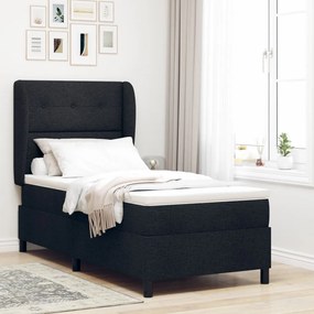 Boxspring Ágy Mattal Fekete 100x200 cm Szövet