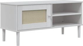 vidaXL SENJA fehér rattanhatású tömör fenyő tévészekrény 112x40x80 cm