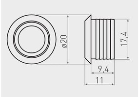 Kapcsoló, érintős, fényerőszabályozóval, 12V, Max 20W, mini AMP csatlakozóval, króm