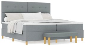 Boxspring Ágy Mattal &amp; Pad Light Grey 200x200 cm Szövet