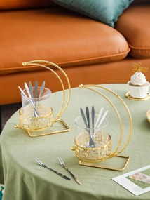 Hordozható Ezüst Desszertes Evőeszköz Készlet Arany Shein Állvánnyal