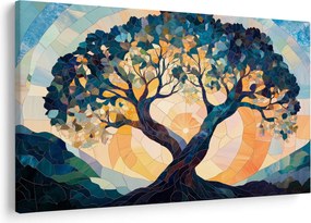Kép – Mozaik – nap és fa II. (90x60 cm)