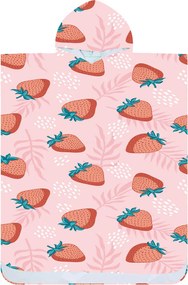 Poncsó törölköző STRAWBERRIES rózsaszín 80×145 cm