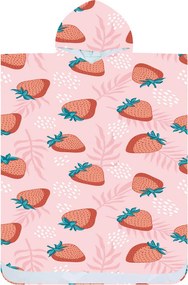 Poncsó törölköző STRAWBERRIES rózsaszín 80×145 cm